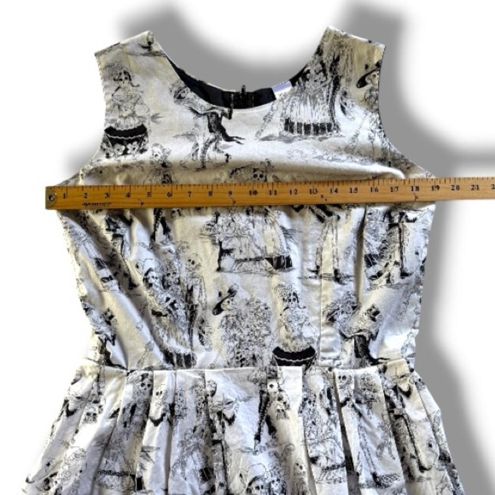Hemet Day of the Dead Skeleton Skull Halloween Rockabilly Fit Flare Dress XL - Picture 6 of 7